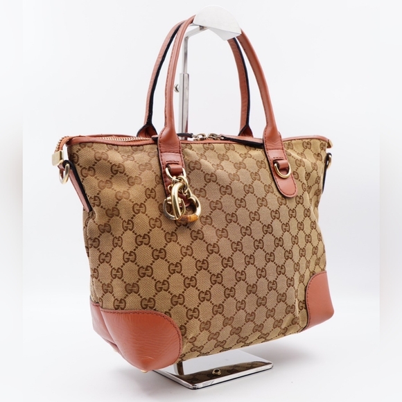 AW05❤️ GUCCI Monogram Heart Bit Charm Top Handle Tote - Picture 4 of 16